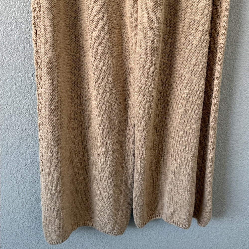 Spell And The Gypsy Yellowstone Tan Linen Wide leg Knit Pants Cable Knit L - Picture 6 of 13